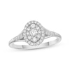 Thumbnail Image 1 of Multi-Diamond Oval Halo Fashion Ring 1/4 ct tw Sterling Silver