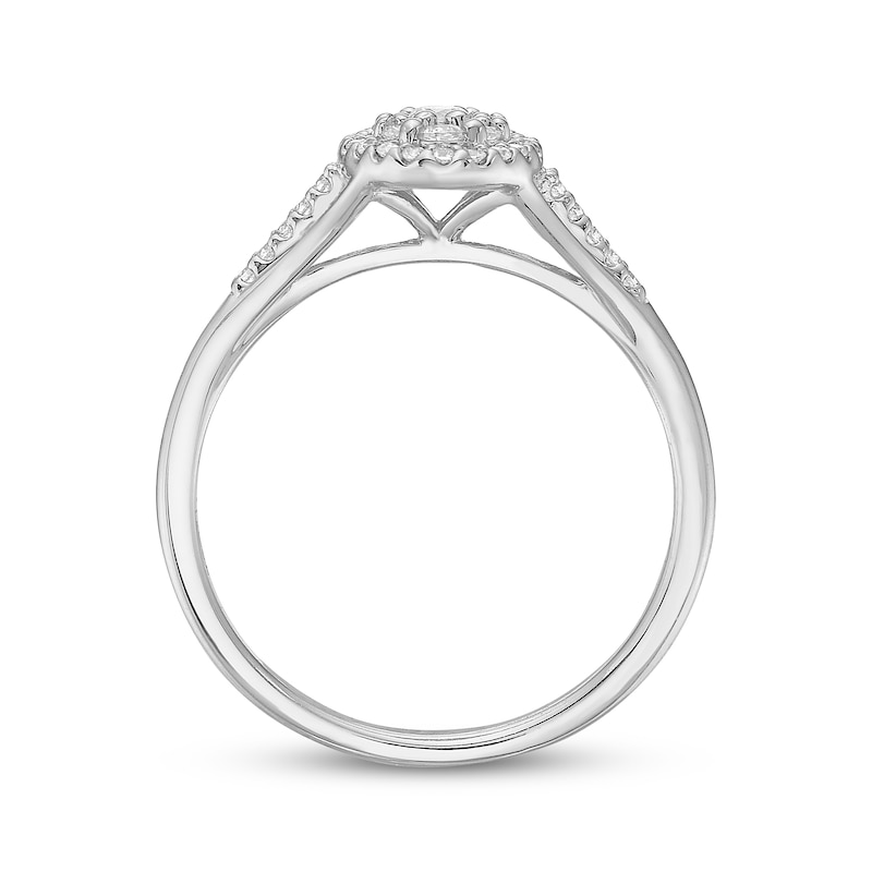 Main Image 3 of Multi-Diamond Oval Halo Fashion Ring 1/4 ct tw Sterling Silver