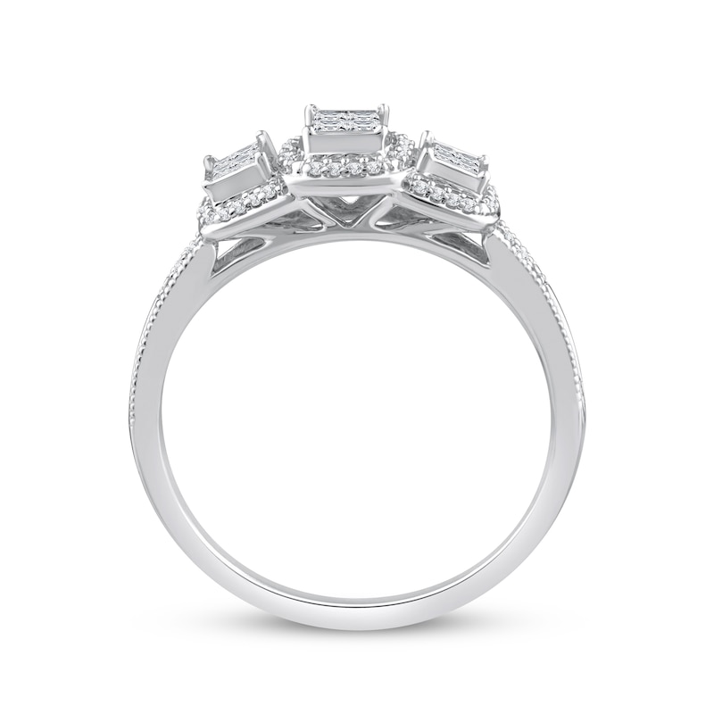 Main Image 3 of Princess-Cut Quad Halo Promise Ring 1/4 ct tw 10K White Gold