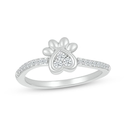 Diamond Paw Print Ring 1/6 ct tw Sterling Silver