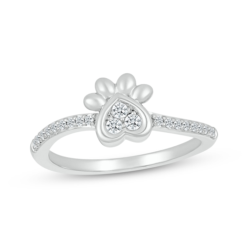 Diamond Paw Print Ring 1/6 ct tw Sterling Silver