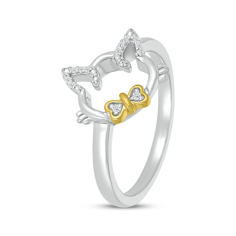 Main Image 2 of Diamond Accent Cat with Bowtie Ring Sterling Silver & 10K Yellow Gold