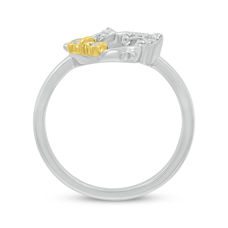 Main Image 3 of Diamond Accent Cat with Bowtie Ring Sterling Silver & 10K Yellow Gold