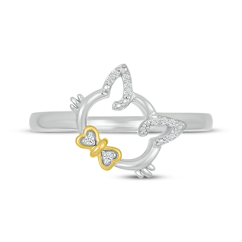 Main Image 4 of Diamond Accent Cat with Bowtie Ring Sterling Silver & 10K Yellow Gold