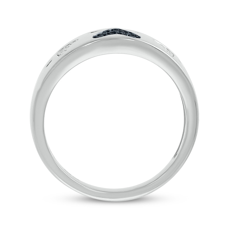 Black & White Diamond Paw Print Ring 1/20 ct tw Sterling Silver