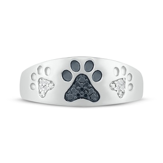 Black & White Diamond Paw Print Ring 1/20 ct tw Sterling Silver | Kay