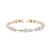 Thumbnail Image 1 of Memories Moments Magic Lab-Grown Diamond Three-Stone Halo Bracelet 2 ct tw 14K Yellow Gold 7&quot;