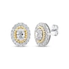 Thumbnail Image 1 of Threads of Love Oval-Cut Lab-Grown Diamond Halo Earrings 1-1/2 ct tw 14K Two-Tone Gold