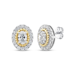 Threads of Love Oval-Cut Lab-Created Diamond Halo Earrings 1-1/2 ct tw 14K Two-Tone Gold
