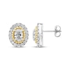 Thumbnail Image 3 of Threads of Love Oval-Cut Lab-Grown Diamond Halo Earrings 1-1/2 ct tw 14K Two-Tone Gold