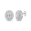 Thumbnail Image 0 of Threads of Love Oval-Cut Lab-Created Diamond Halo Earrings 1-1/2 ct tw 14K White Gold