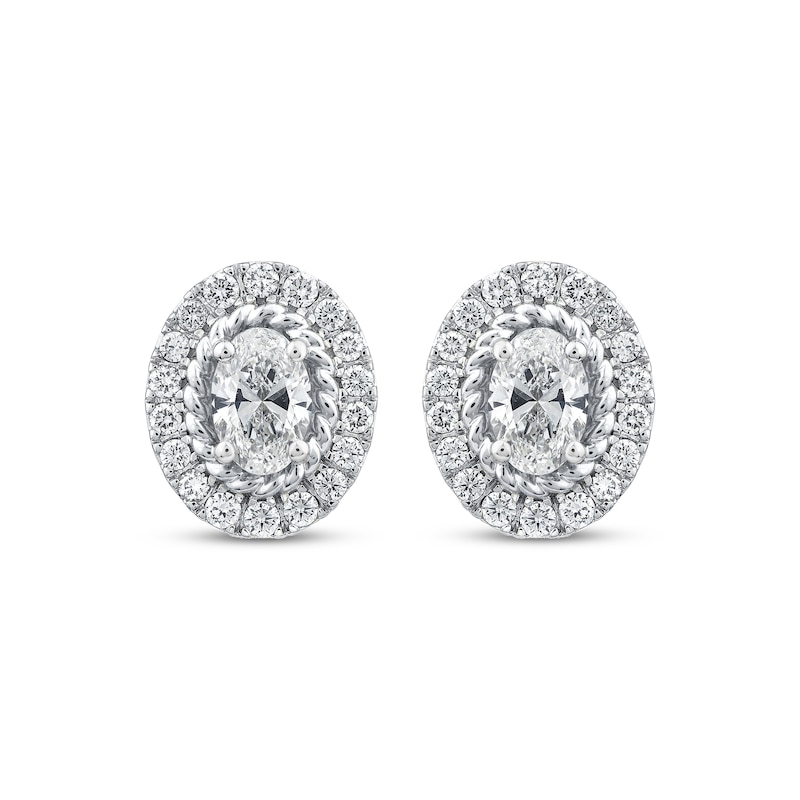 Threads of Love Oval-Cut Lab-Created Diamond Halo Earrings 1-1/2 ct tw 14K White Gold