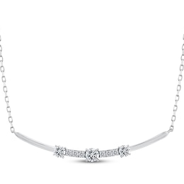 Memories Moments Magic Lab-Created Diamond Smile Necklace 1/2 ct tw 14K White Gold 18&quot;