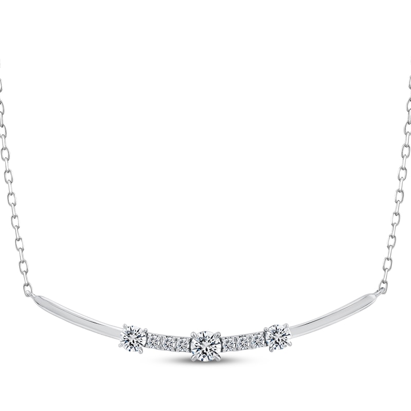 Main Image 1 of Memories Moments Magic Lab-Grown Diamond Smile Necklace 1/2 ct tw 14K White Gold 18&quot;