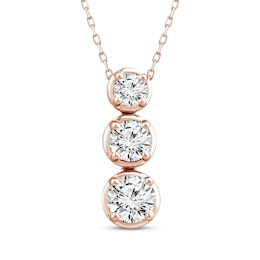 Memories Moments Magic Lab-Created Diamond Three-Stone Vertical Necklace 1-1/2 ct tw 14K Rose Gold 18&quot;