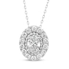 Thumbnail Image 1 of Threads of Love Oval-Cut Lab-Grown Diamond Halo Necklace 1-1/2 ct tw 14K White Gold 18&quot;