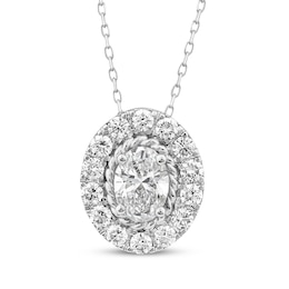 Threads of Love Oval-Cut Lab-Created Diamond Halo Necklace 1-1/2 ct tw 14K White Gold 18&quot;