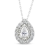 Thumbnail Image 0 of Threads of Love Pear-Shaped Lab-Created Diamond Halo Necklace 1-1/2 ct tw 14K White Gold 18"