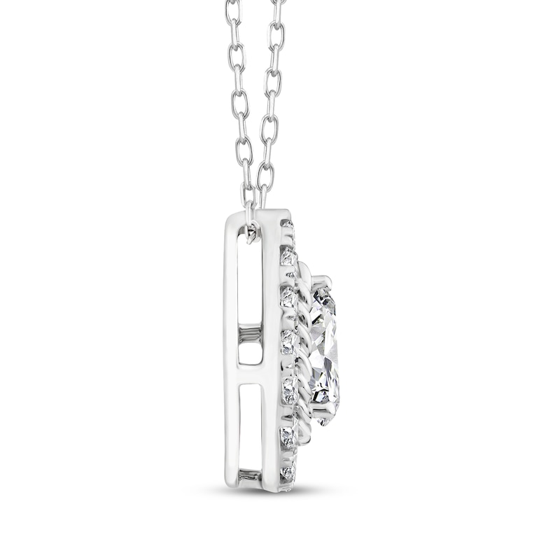 Threads of Love Pear-Shaped Lab-Created Diamond Halo Necklace 1-1/2 ct tw 14K White Gold 18"