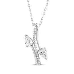 Threads of Love Pear-Shaped Lab-Created Diamond Bypass Necklace 1/2 ct tw 14K White Gold 18&quot;