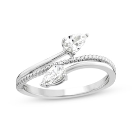 Threads of Love Pear-Shaped Lab-Created Diamond Bypass Ring 1/2 ct tw 14K White Gold