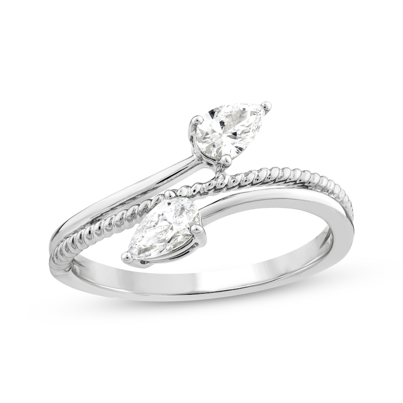 Main Image 1 of Threads of Love Pear-Shaped Lab-Grown Diamond Bypass Ring 1/2 ct tw 14K White Gold