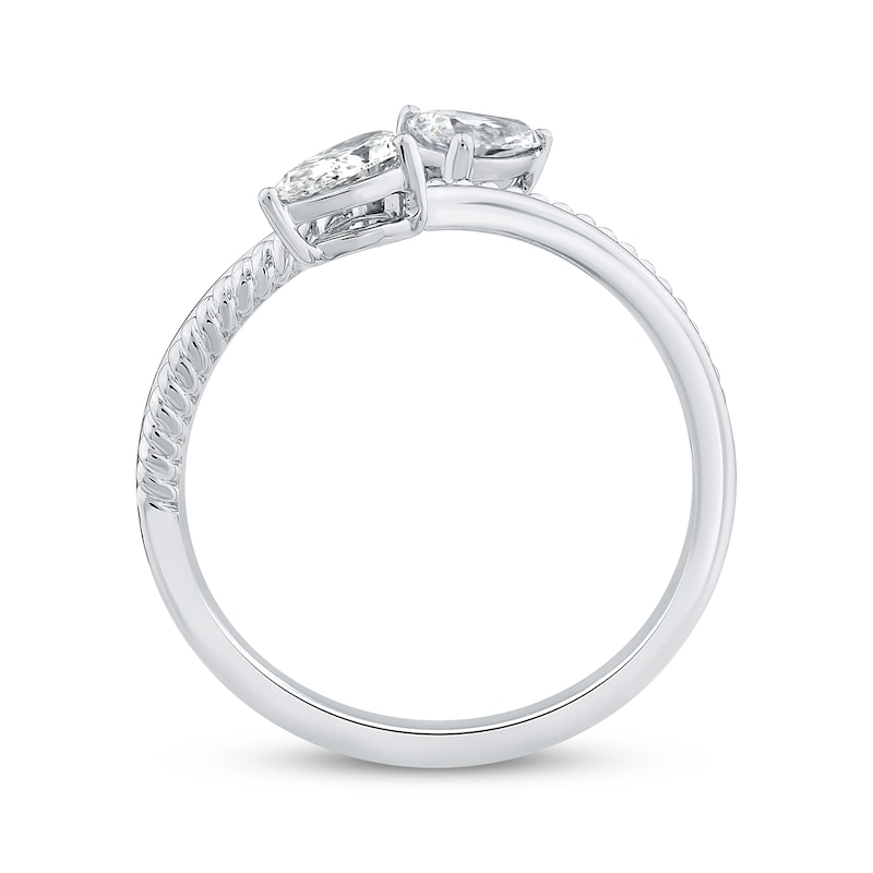 Main Image 3 of Threads of Love Pear-Shaped Lab-Grown Diamond Bypass Ring 1/2 ct tw 14K White Gold