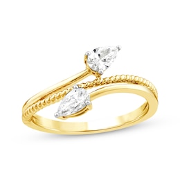 Threads of Love Pear-Shaped Lab-Created Diamond Bypass Ring 1/2 ct tw 14K Yellow Gold