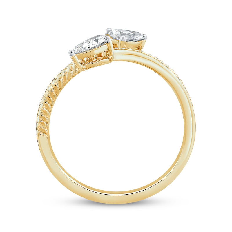 Threads of Love Pear-Shaped Lab-Created Diamond Bypass Ring 1/2 ct tw 14K Yellow Gold