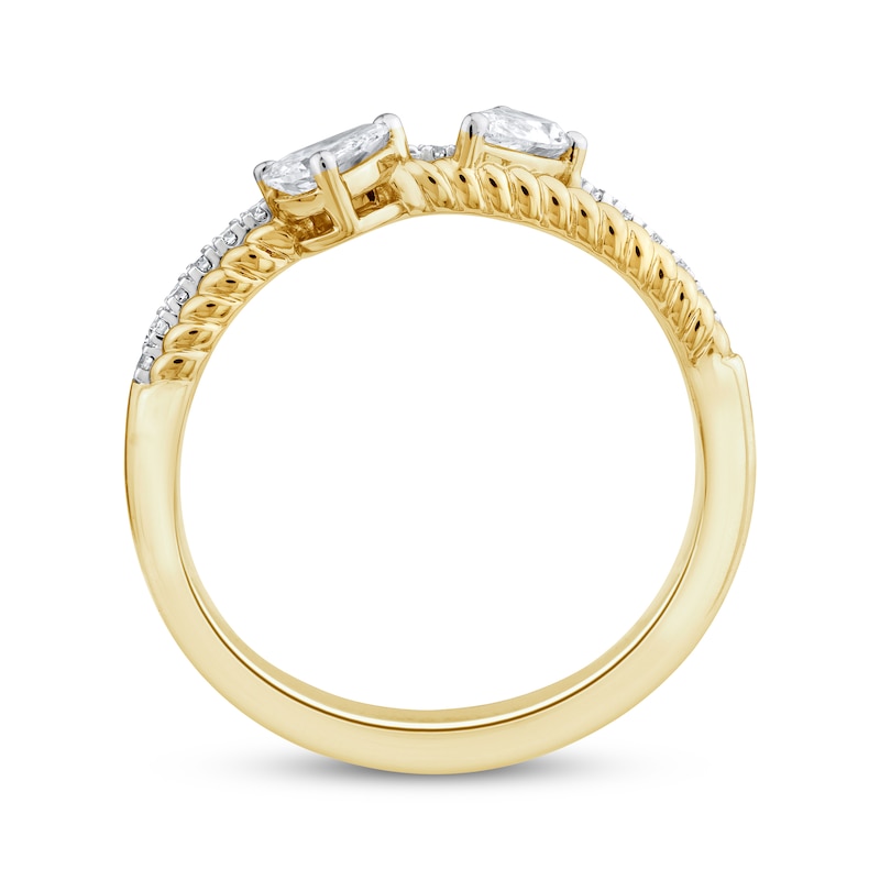 Threads of Love Pear-Shaped Lab-Created Diamond Two-Row Ring 1/2 ct tw 14K Yellow Gold