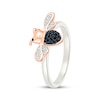 Thumbnail Image 2 of Black & White Diamond Bumble Bee Ring 1/10 ct tw Sterling Silver & 10K Rose Gold