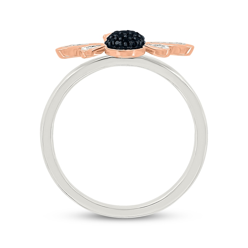 Main Image 3 of Black & White Diamond Bumble Bee Ring 1/10 ct tw Sterling Silver & 10K Rose Gold