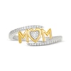 Thumbnail Image 4 of Diamond &quot;Mom&quot; Bypass Heart Rng 1/20 ct tw Sterling Silver & 10K Yellow Gold