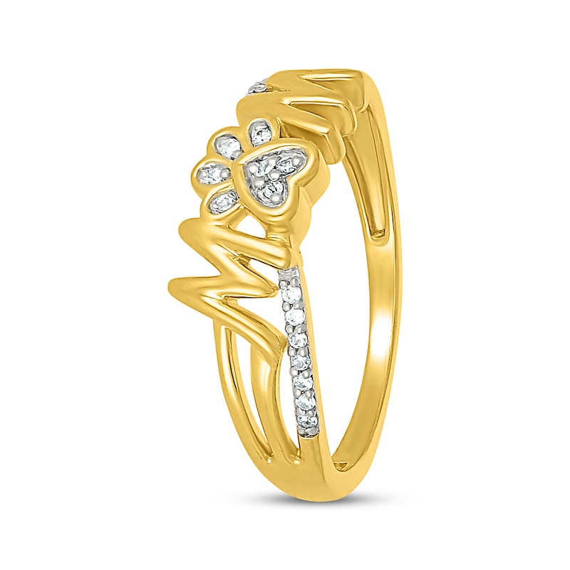 Diamond "Mom" Paw Print Ring 1/15 ct tw 10K Yellow Gold