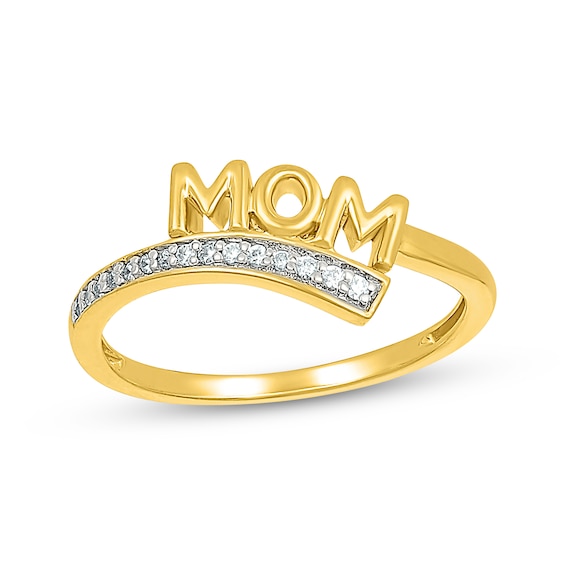 Diamond "Mom" Bypass Ring 1/15 ct tw 10K Yellow Gold