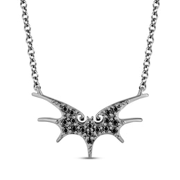 Disney Treasures The Nightmare Before Christmas Black Diamond Bat Necklace 1/6 ct tw Sterling Silver 17.5&quot;