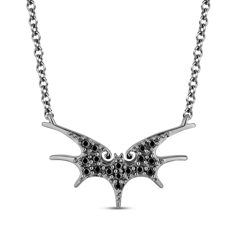 Main Image 1 of Disney Treasures The Nightmare Before Christmas Black Diamond Bat Necklace 1/6 ct tw Sterling Silver 17.5&quot;