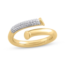 Diamond Bypass Nail Ring 1/6 ct tw 10K Yellow Gold