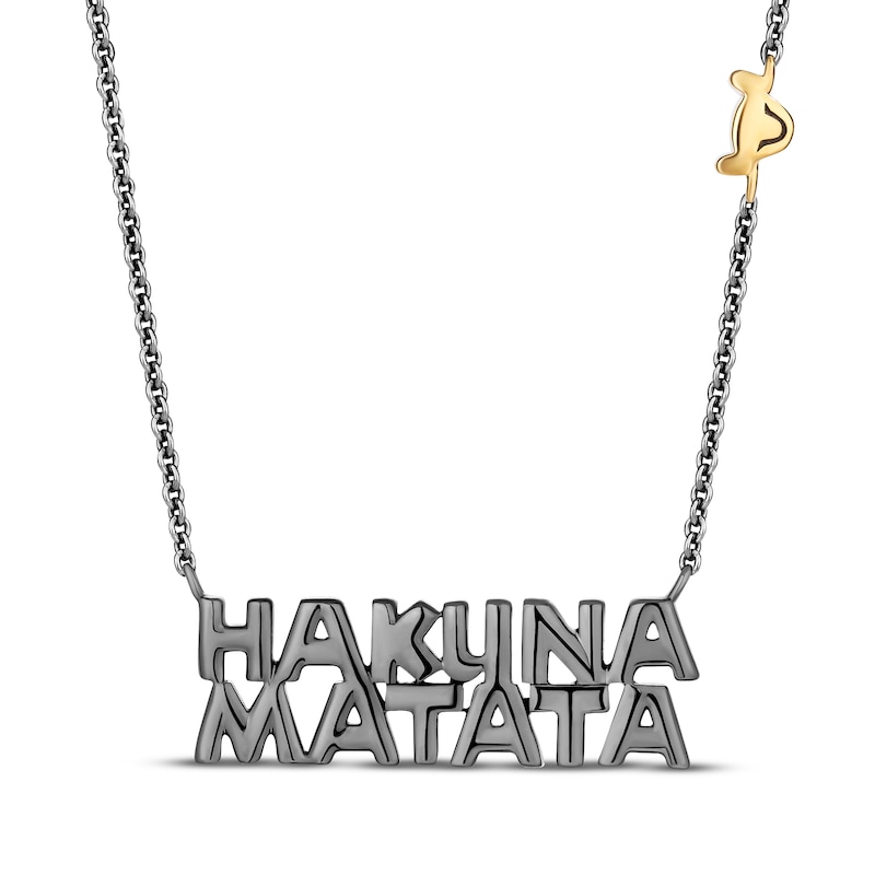 Disney Treasures The Lion King "Hakuna Matata" Necklace Sterling Silver & 10K Yellow Gold 18"