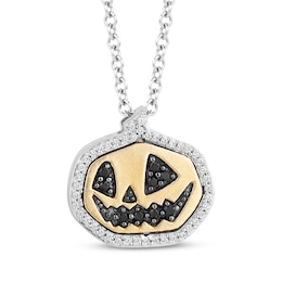 Disney Treasures The Nightmare Before Christmas Diamond Pumpkin Necklace 1/6 ct tw Sterling Silver & 10K Yellow Gold 19&quot;