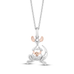 Disney Treasures Winnie the Pooh &quot;Kanga & Roo&quot; Diamond Accent Necklace Sterling Silver & 10K Rose Gold 19&quot;
