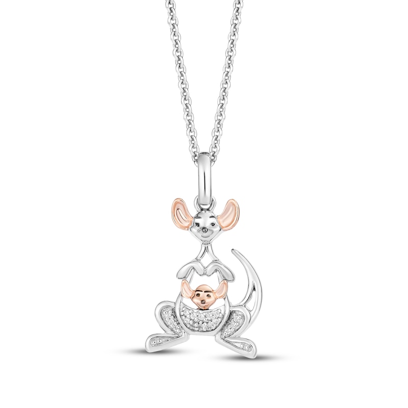 Main Image 1 of Disney Treasures Winnie the Pooh &quot;Kanga & Roo&quot; Diamond Accent Necklace Sterling Silver & 10K Rose Gold 19&quot;