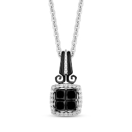 Disney Treasures The Nightmare Before Christmas Black & White Diamond Necklace 1/2 ct tw Sterling Silver 19&quot;