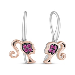 Barbie Pink Lab-Created Sapphire Earrings Sterling Silver & 10K Rose Gold