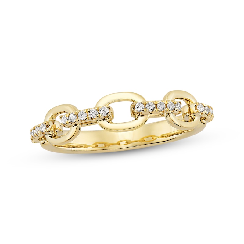 Main Image 1 of Diamond Chain Link Ring 1/5 ct tw 10K Yellow Gold