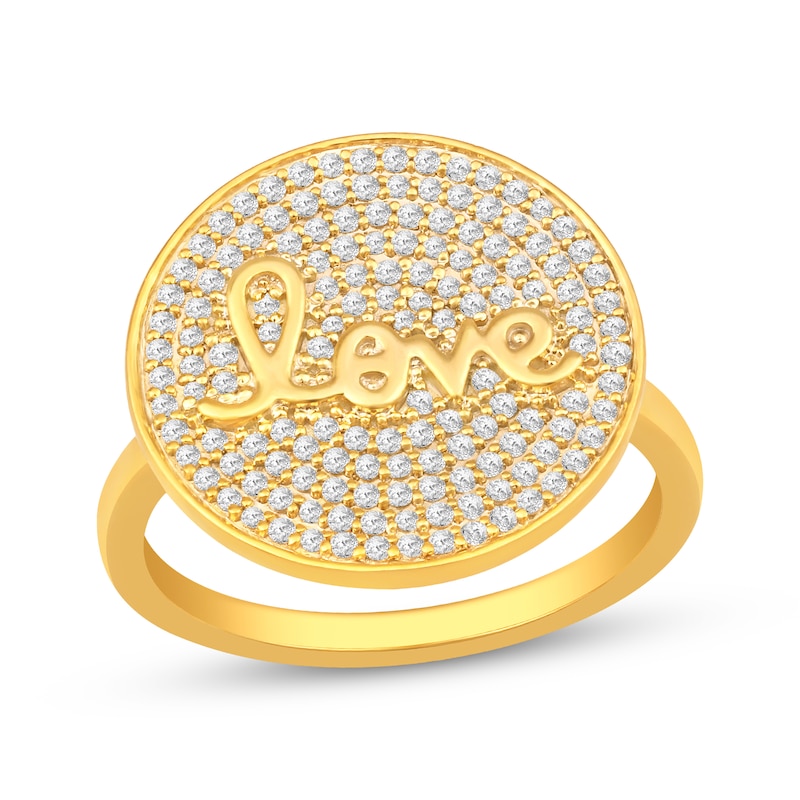 Main Image 1 of Diamond &quot;Love&quot; Circle Ring 1/2 ct tw 10K Yellow Gold