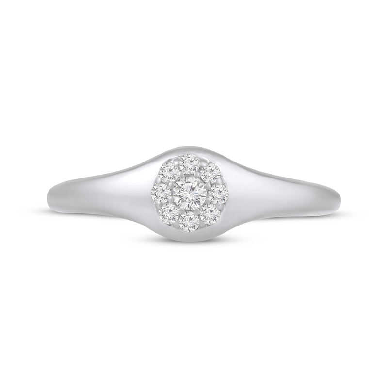 Main Image 4 of Multi-Diamond Center Circle Signet Ring 1/6 ct tw 10K White Gold