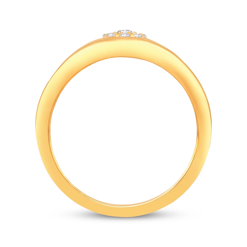 Main Image 3 of Multi-Diamond Center Cushion Signet Ring 1/6 ct tw 10K Yellow Gold