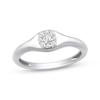 Thumbnail Image 0 of Multi-Diamond Center Cushion Signet Ring 1/6 ct tw 10K White Gold