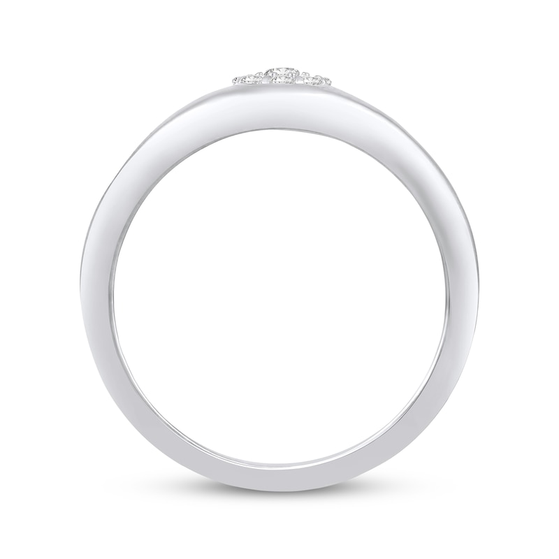 Multi-Diamond Center Cushion Signet Ring 1/6 ct tw 10K White Gold